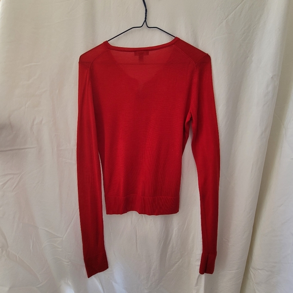 Red Button-Up Women's Cardigan - Picture 2 of 2